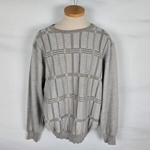 Bullock & Jones Sweater Men's XL Wool Blend Geometric Long Sleeve Gray Vintage